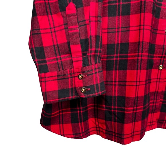 Talbots Womens 3X Red‎ Black Plaid Button Down Top Christmas Party Holidays NEW - Picture 4 of 13